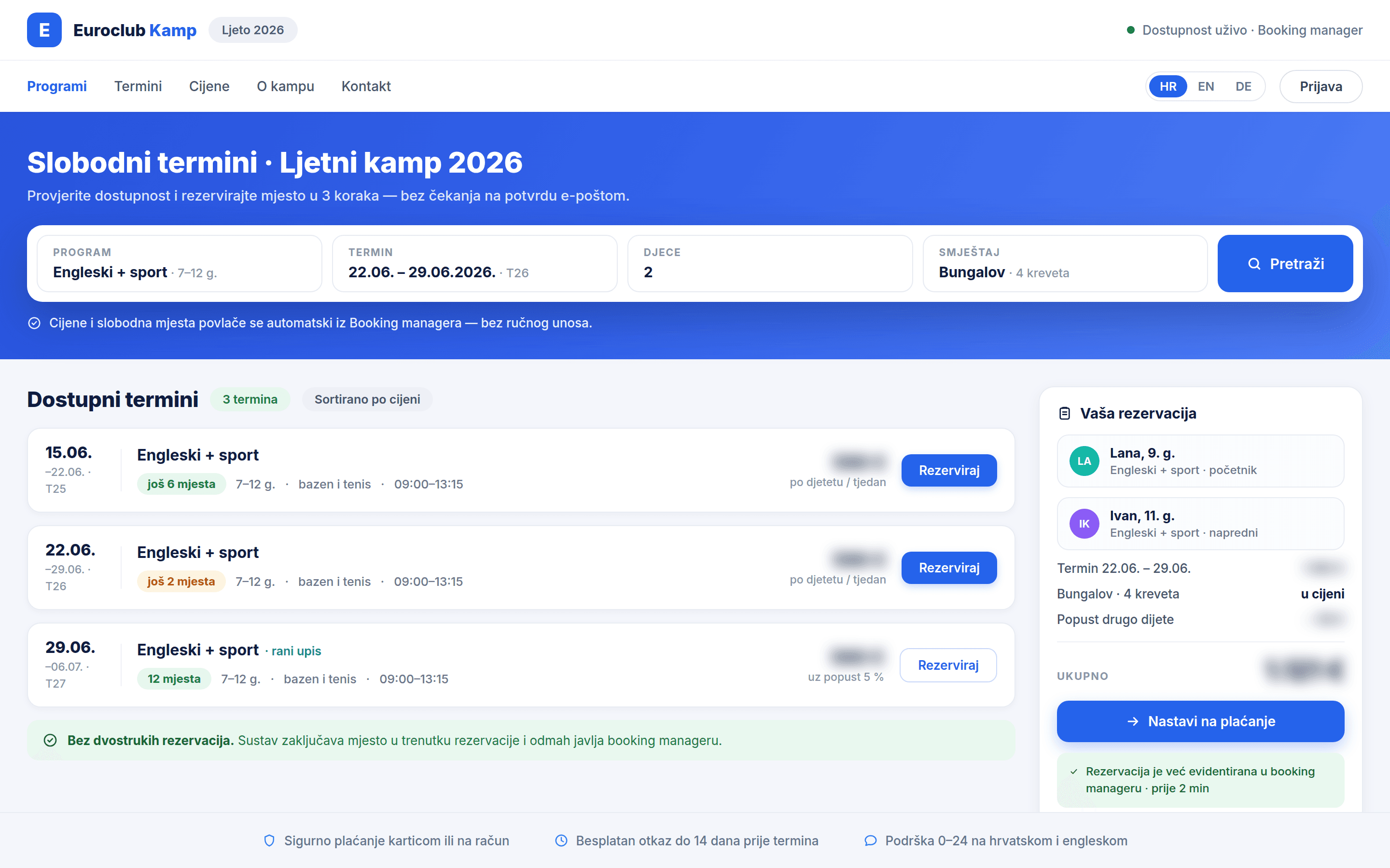 Pametni Booking Sustav - UI Preview